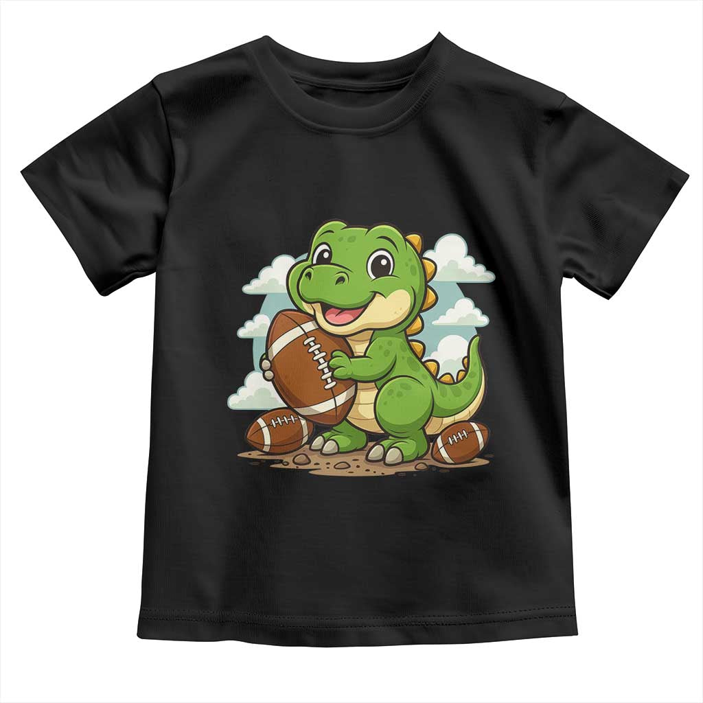 Cute Dinosaur Playing Football Toddler T Shirt Funny Kids Gift - Wonder Print Shop
