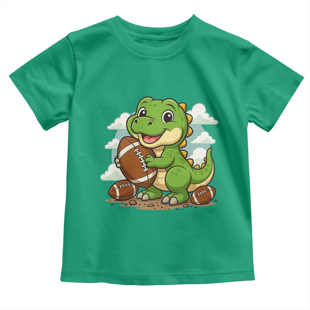 Cute Dinosaur Playing Football Toddler T Shirt Funny Kids Gift - Wonder Print Shop