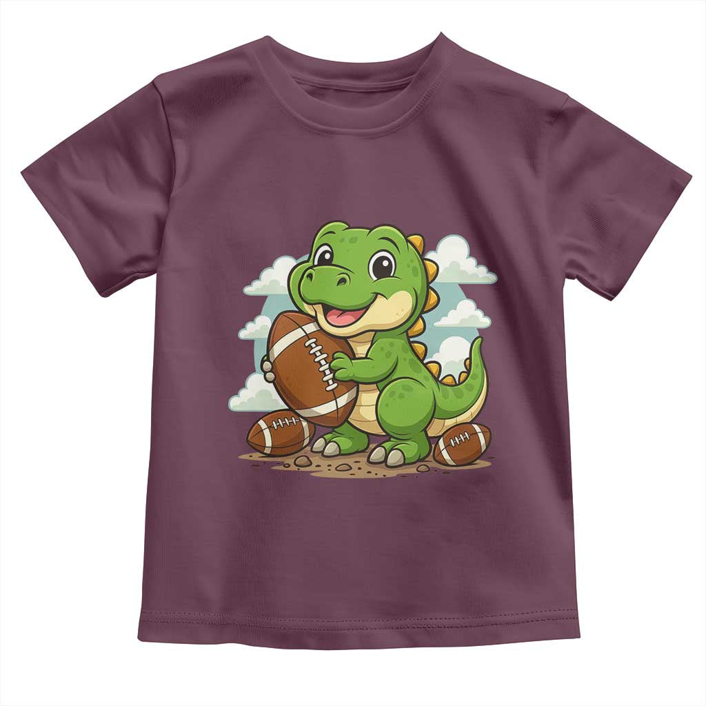 Cute Dinosaur Playing Football Toddler T Shirt Funny Kids Gift - Wonder Print Shop
