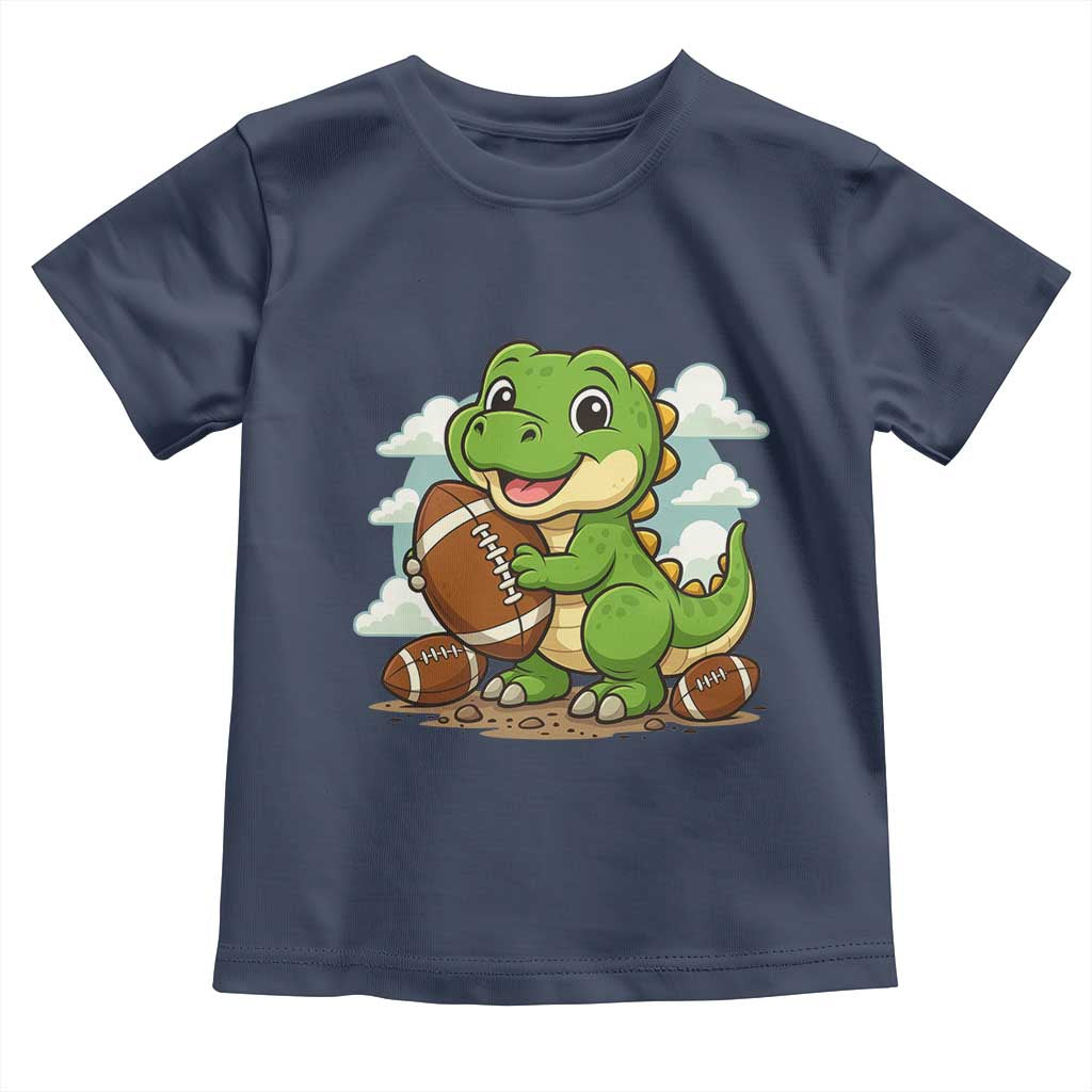 Cute Dinosaur Playing Football Toddler T Shirt Funny Kids Gift - Wonder Print Shop