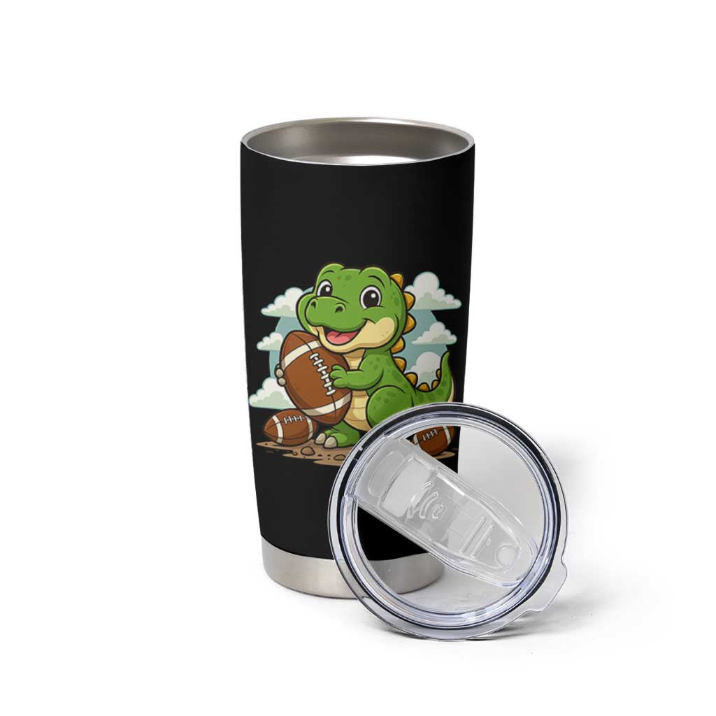 Cute Dinosaur Playing Football Tumbler Cup Funny Kids Gift - Wonder Print Shop