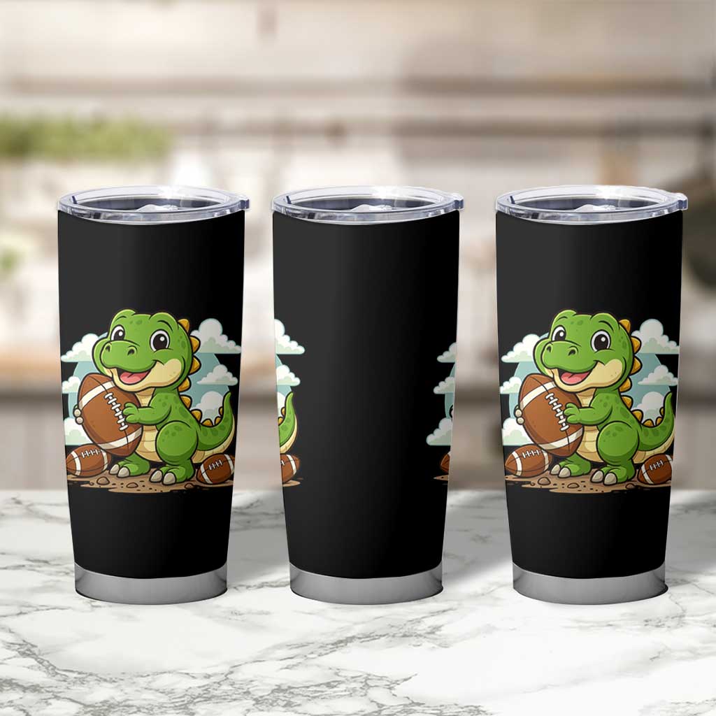 Cute Dinosaur Playing Football Tumbler Cup Funny Kids Gift - Wonder Print Shop