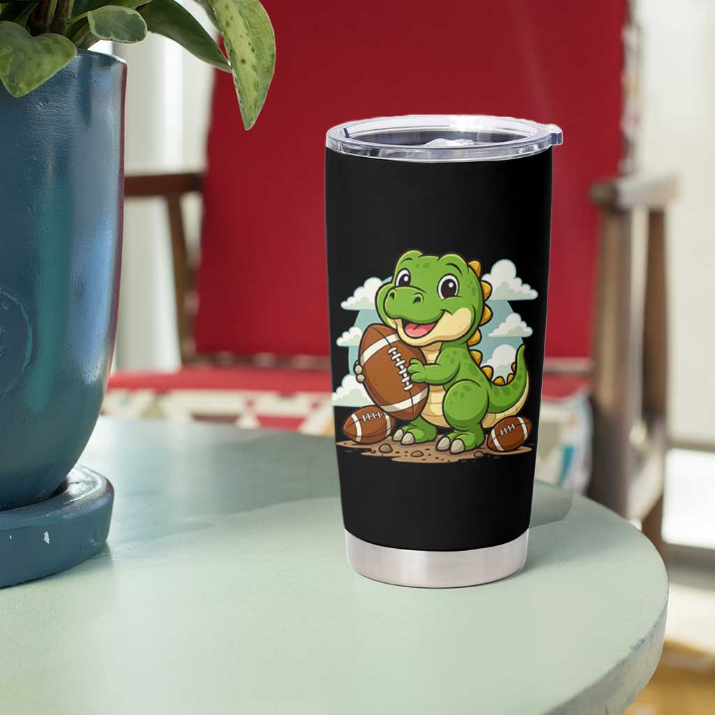 Cute Dinosaur Playing Football Tumbler Cup Funny Kids Gift - Wonder Print Shop