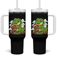 Cute Dinosaur Playing Football Tumbler With Handle Funny Kids Gift - Wonder Print Shop