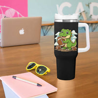 Cute Dinosaur Playing Football Tumbler With Handle Funny Kids Gift - Wonder Print Shop