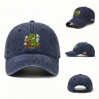 Cute Dinosaur Playing Football Washed Cotton Baseball Cap Funny Kids Gift