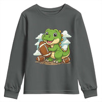 Cute Dinosaur Playing Football Youth Sweatshirt Funny Kids Gift - Wonder Print Shop