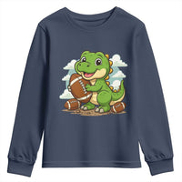 Cute Dinosaur Playing Football Youth Sweatshirt Funny Kids Gift - Wonder Print Shop