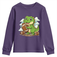 Cute Dinosaur Playing Football Youth Sweatshirt Funny Kids Gift - Wonder Print Shop
