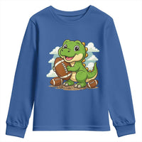 Cute Dinosaur Playing Football Youth Sweatshirt Funny Kids Gift - Wonder Print Shop