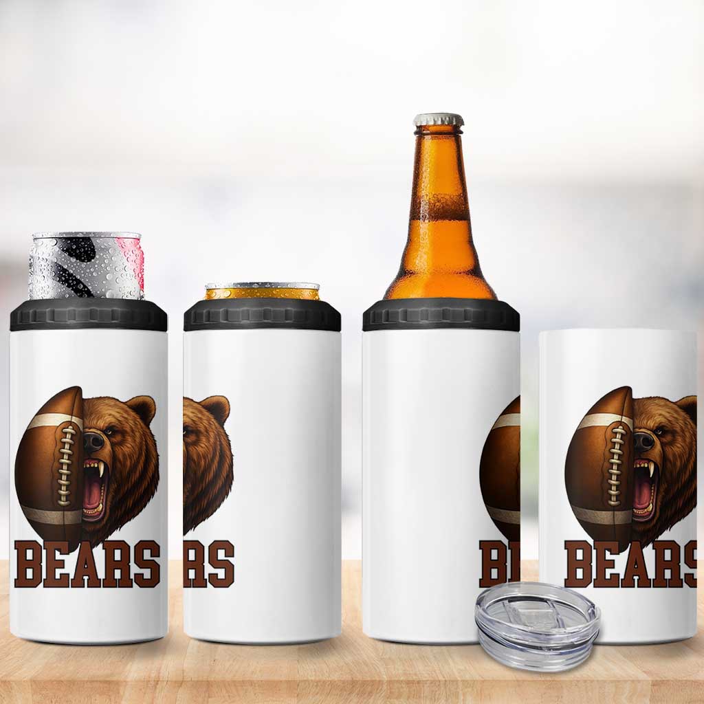 Fear The Bear Football 4 in 1 Can Cooler Tumbler Game Day Sports Fan Gift - Wonder Print Shop