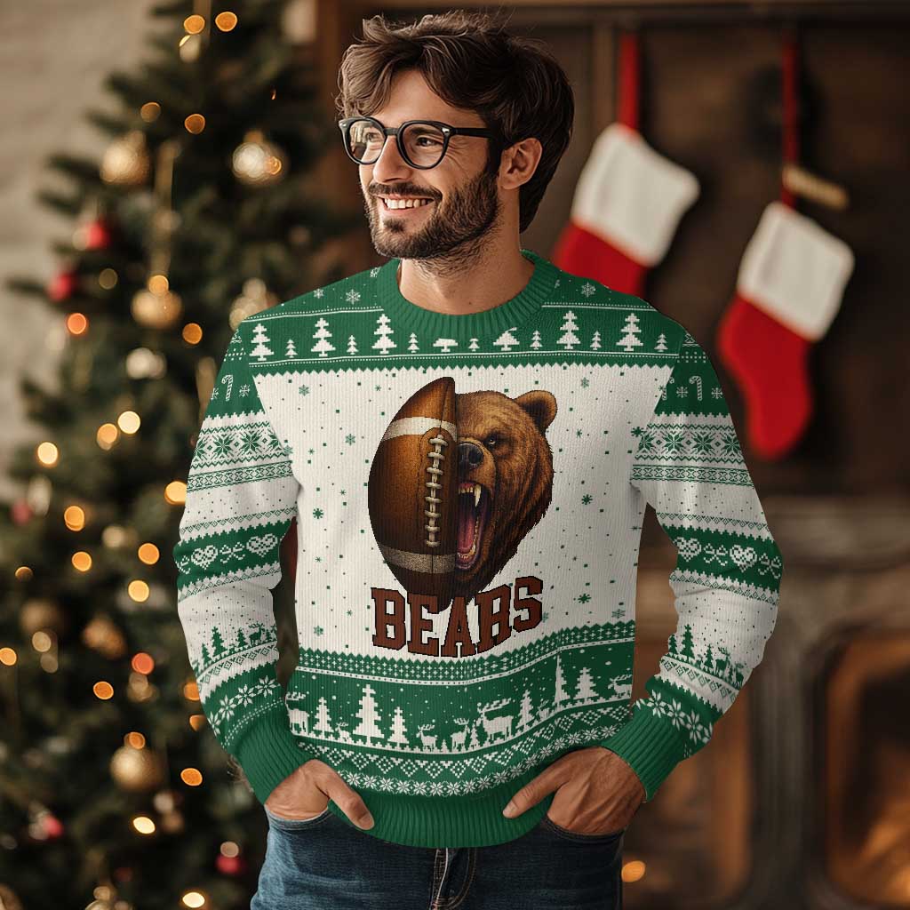 Fear The Bear Football Ugly Christmas Sweater Game Day Sports Fan Gift - Wonder Print Shop