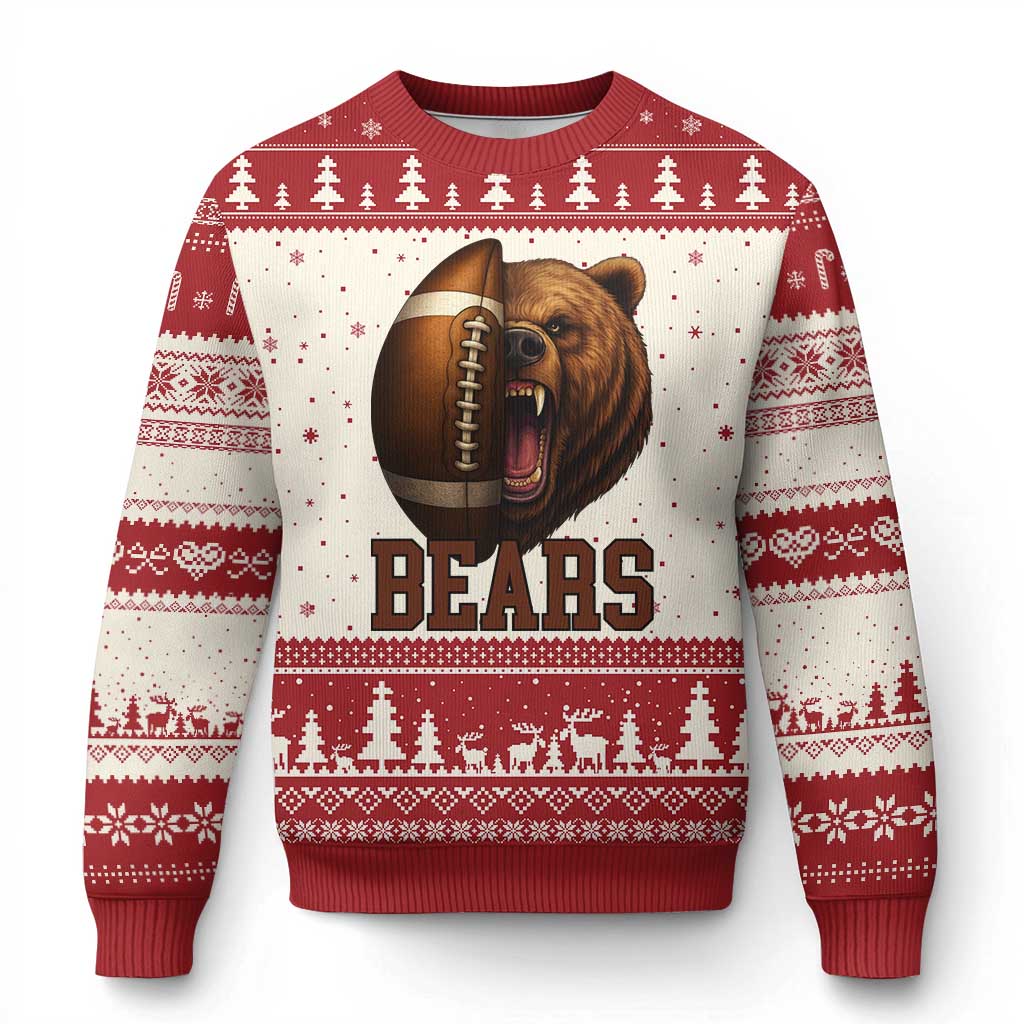 Fear The Bear Football Ugly Christmas Sweater Game Day Sports Fan Gift - Wonder Print Shop