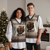 Fear The Bear Football V-Neck Knit Sweater Vest Game Day Sports Fan Gift - Wonder Print Shop