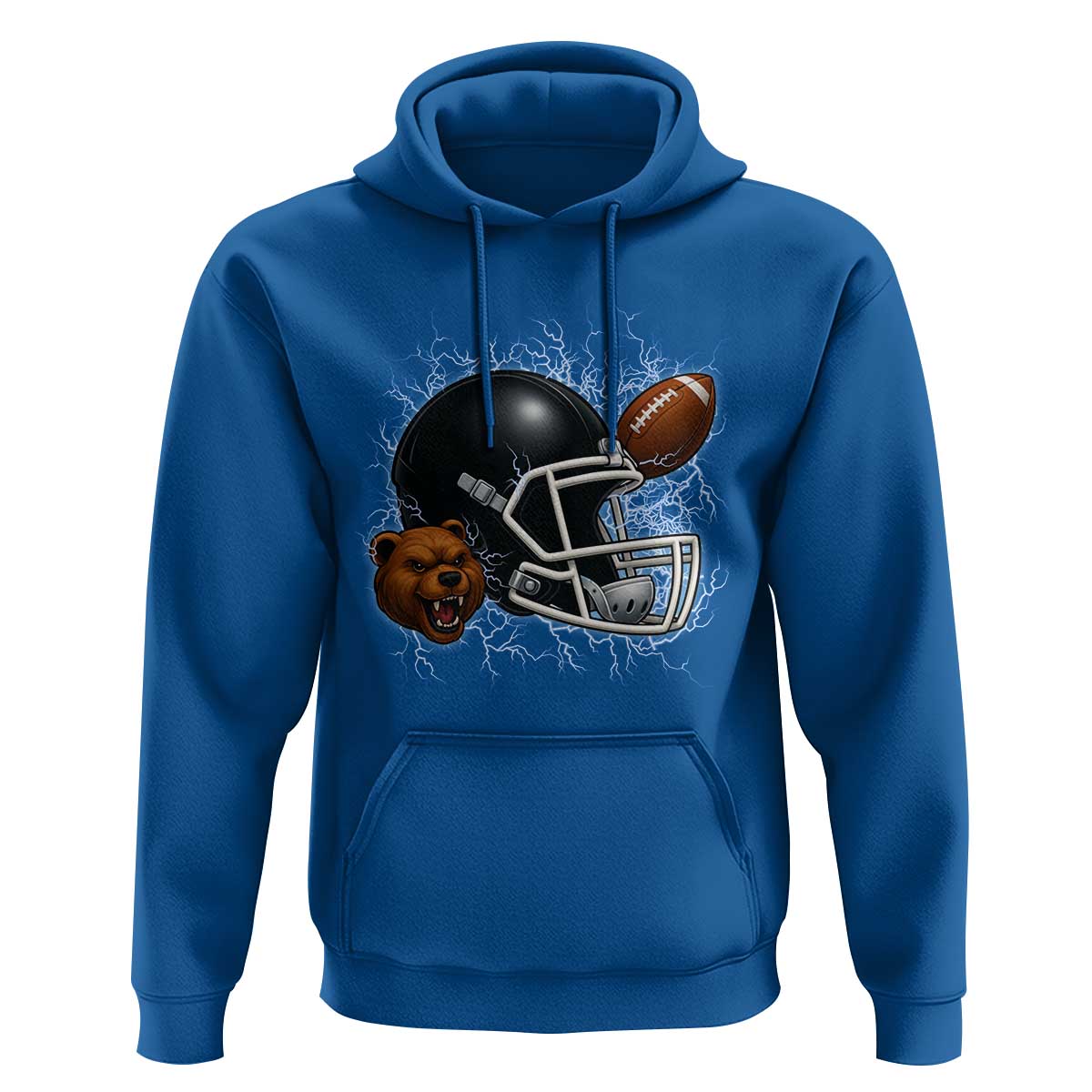 Game Day Sports Fan Gift Hoodie Lightning Bear Helmet - Wonder Print Shop