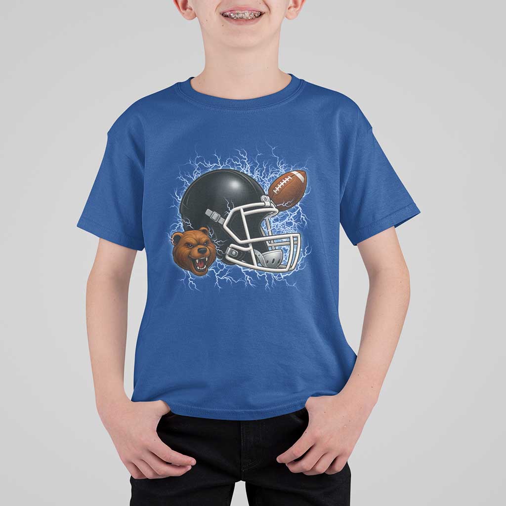 Game Day Sports Fan Gift T Shirt For Kid Lightning Bear Helmet - Wonder Print Shop