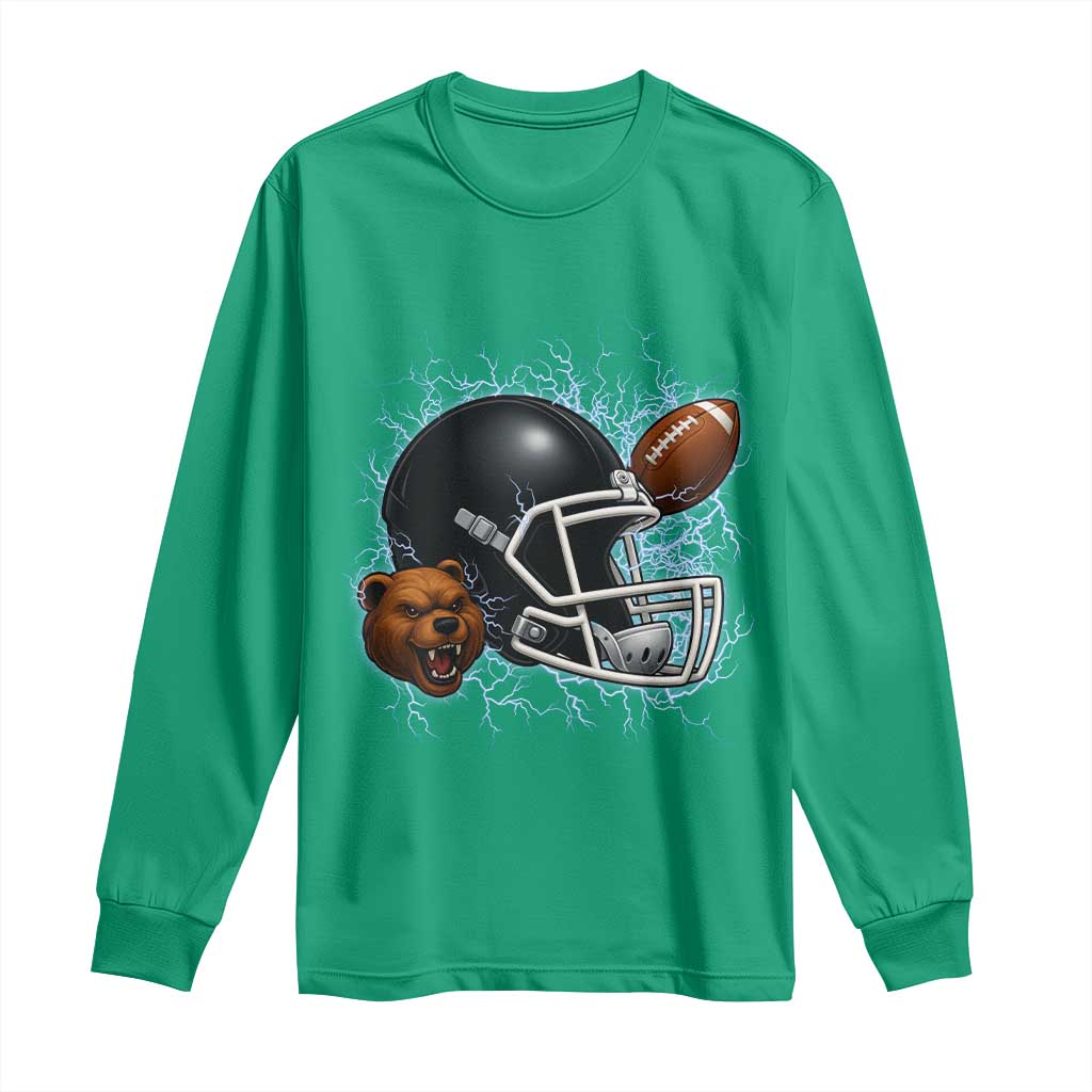 Game Day Sports Fan Gift Long Sleeve Shirt Lightning Bear Helmet - Wonder Print Shop