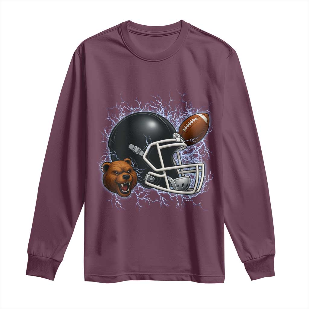 Game Day Sports Fan Gift Long Sleeve Shirt Lightning Bear Helmet - Wonder Print Shop