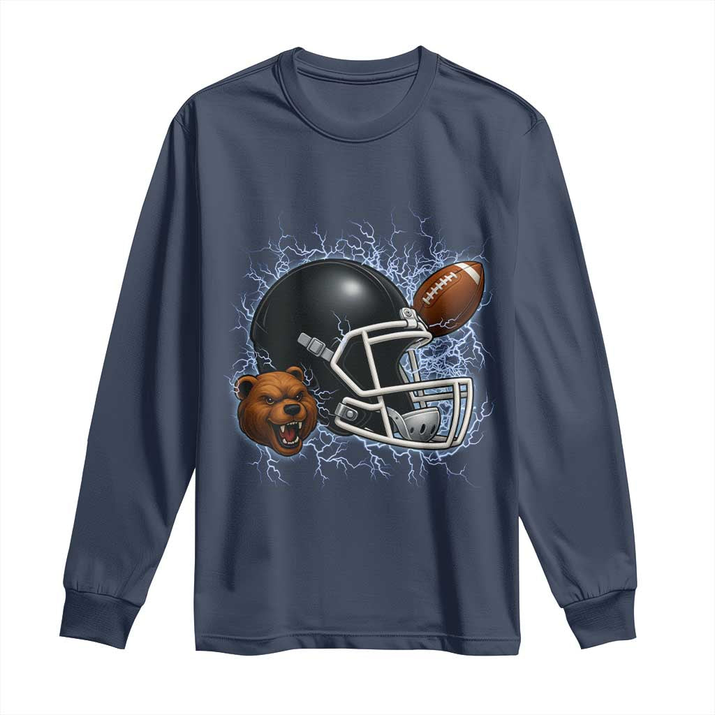 Game Day Sports Fan Gift Long Sleeve Shirt Lightning Bear Helmet - Wonder Print Shop
