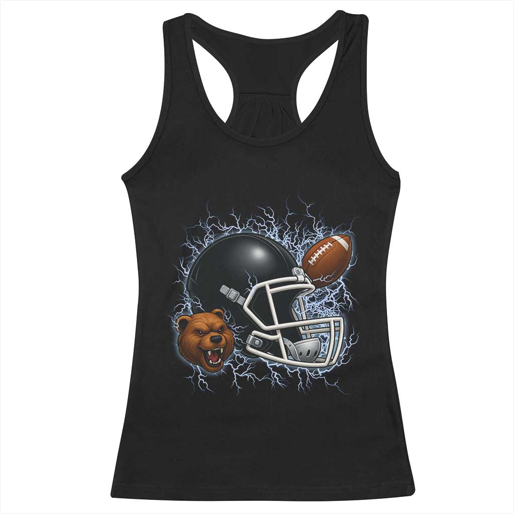 Game Day Sports Fan Gift Racerback Tank Top Lightning Bear Helmet - Wonder Print Shop