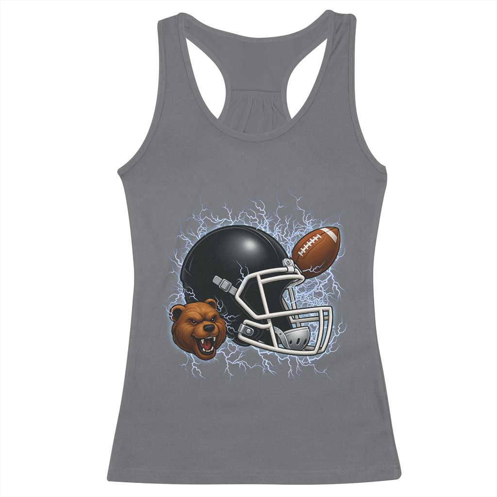 Game Day Sports Fan Gift Racerback Tank Top Lightning Bear Helmet - Wonder Print Shop