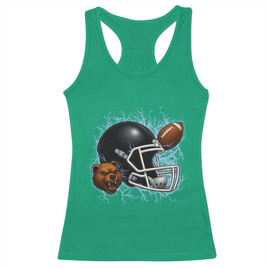 Game Day Sports Fan Gift Racerback Tank Top Lightning Bear Helmet - Wonder Print Shop