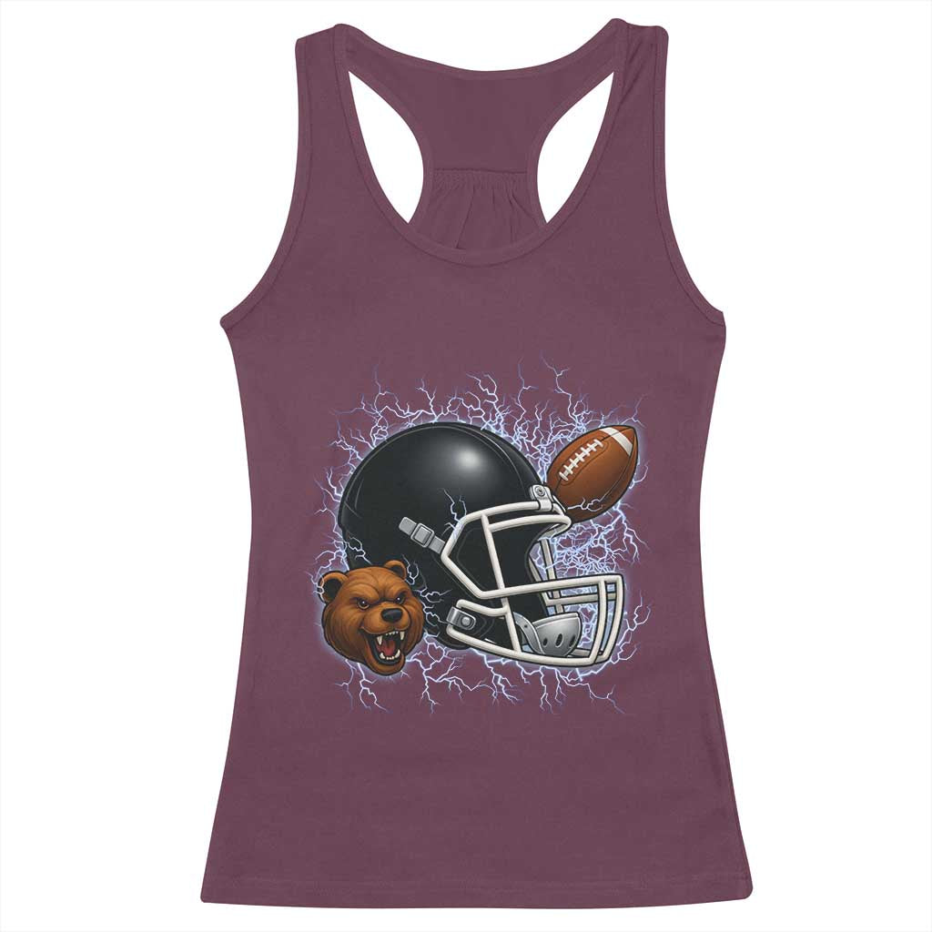 Game Day Sports Fan Gift Racerback Tank Top Lightning Bear Helmet - Wonder Print Shop