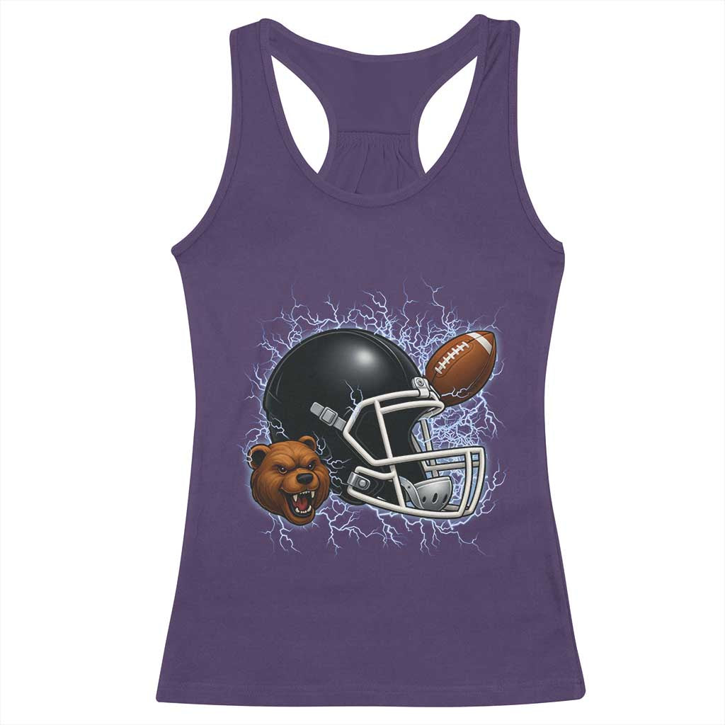 Game Day Sports Fan Gift Racerback Tank Top Lightning Bear Helmet - Wonder Print Shop