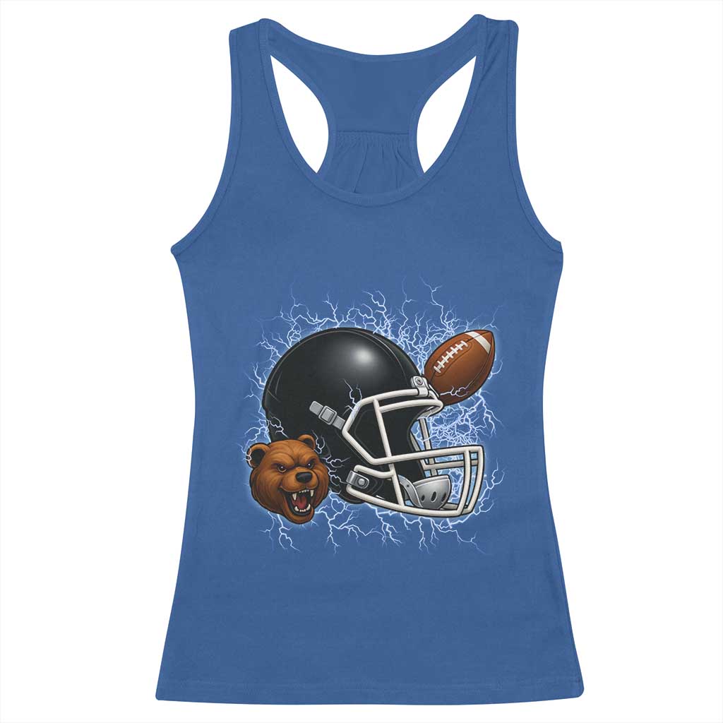 Game Day Sports Fan Gift Racerback Tank Top Lightning Bear Helmet - Wonder Print Shop