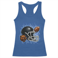 Game Day Sports Fan Gift Racerback Tank Top Lightning Bear Helmet - Wonder Print Shop