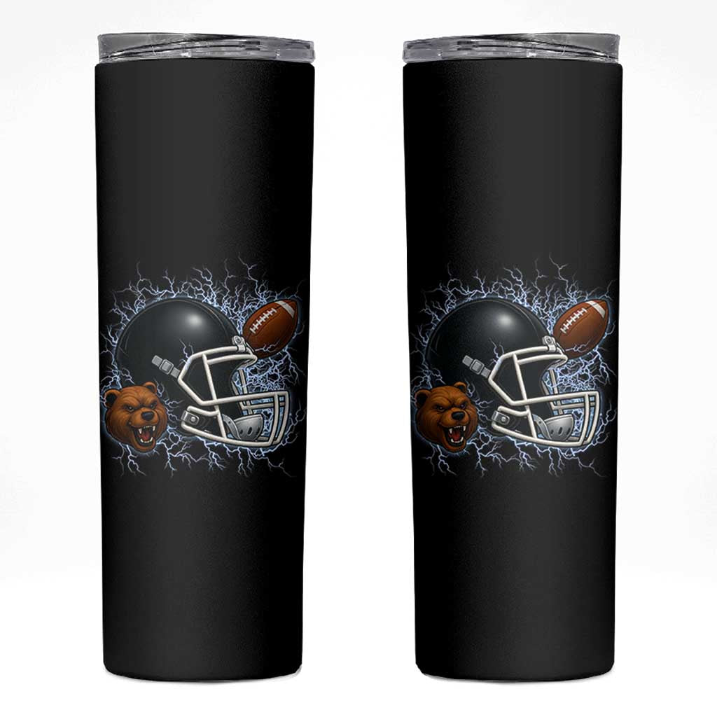 Game Day Sports Fan Gift Skinny Tumbler Lightning Bear Helmet - Wonder Print Shop