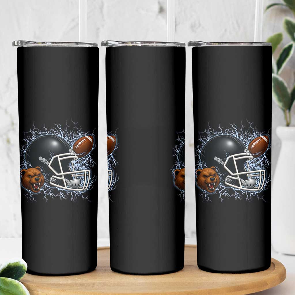 Game Day Sports Fan Gift Skinny Tumbler Lightning Bear Helmet - Wonder Print Shop