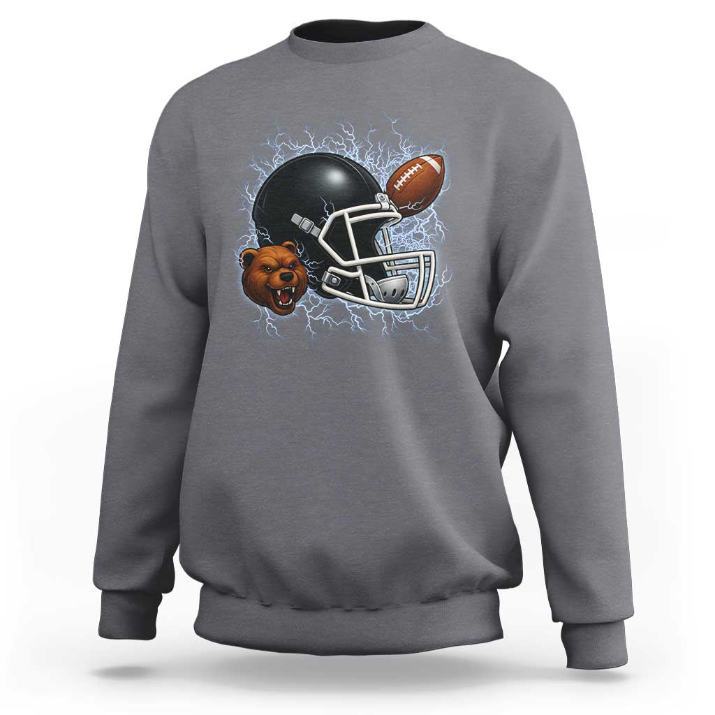 Game Day Sports Fan Gift Sweatshirt Lightning Bear Helmet - Wonder Print Shop