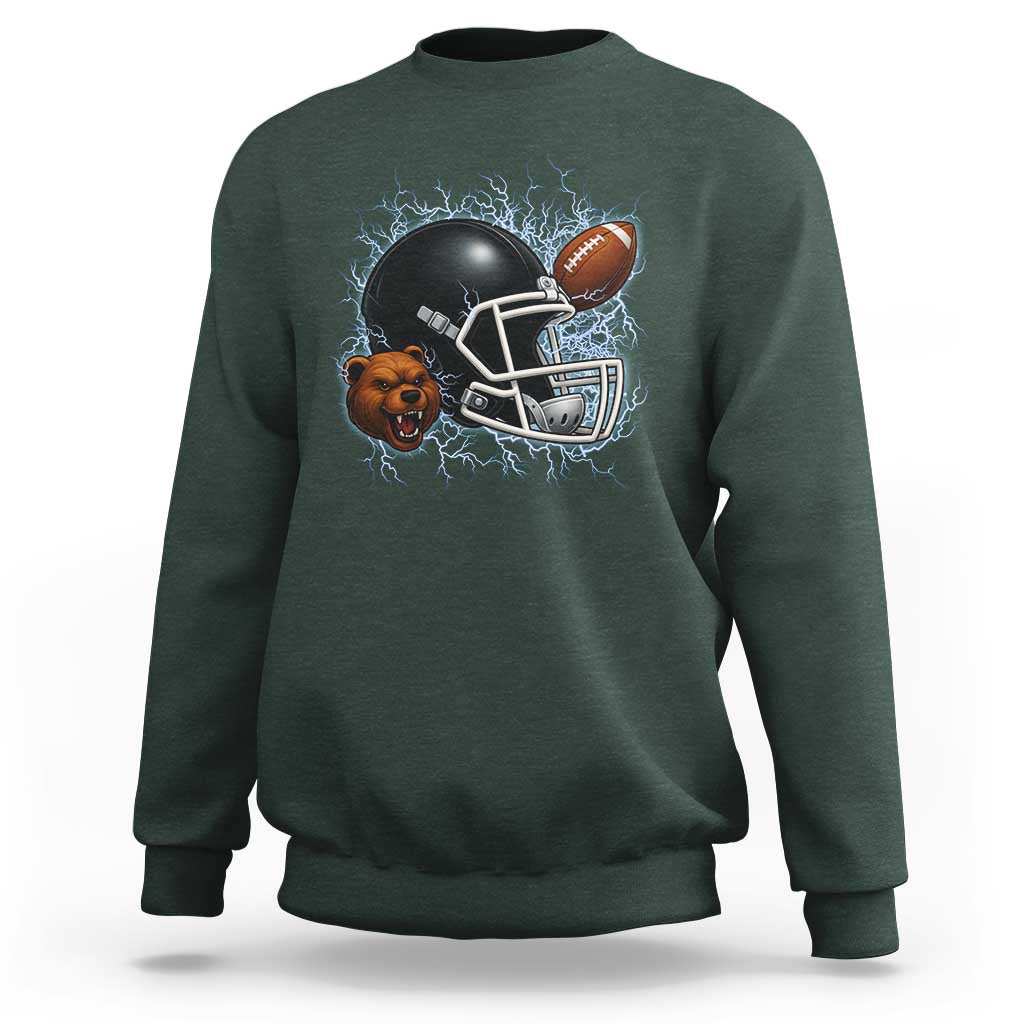 Game Day Sports Fan Gift Sweatshirt Lightning Bear Helmet - Wonder Print Shop