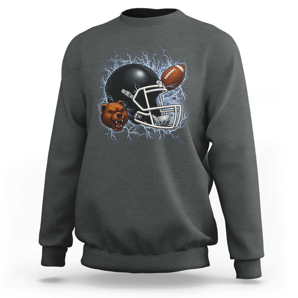Game Day Sports Fan Gift Sweatshirt Lightning Bear Helmet - Wonder Print Shop