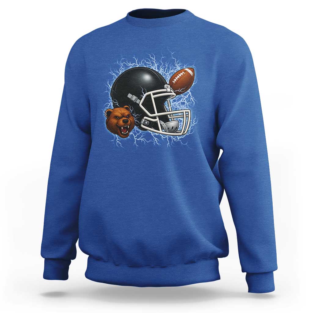 Game Day Sports Fan Gift Sweatshirt Lightning Bear Helmet - Wonder Print Shop