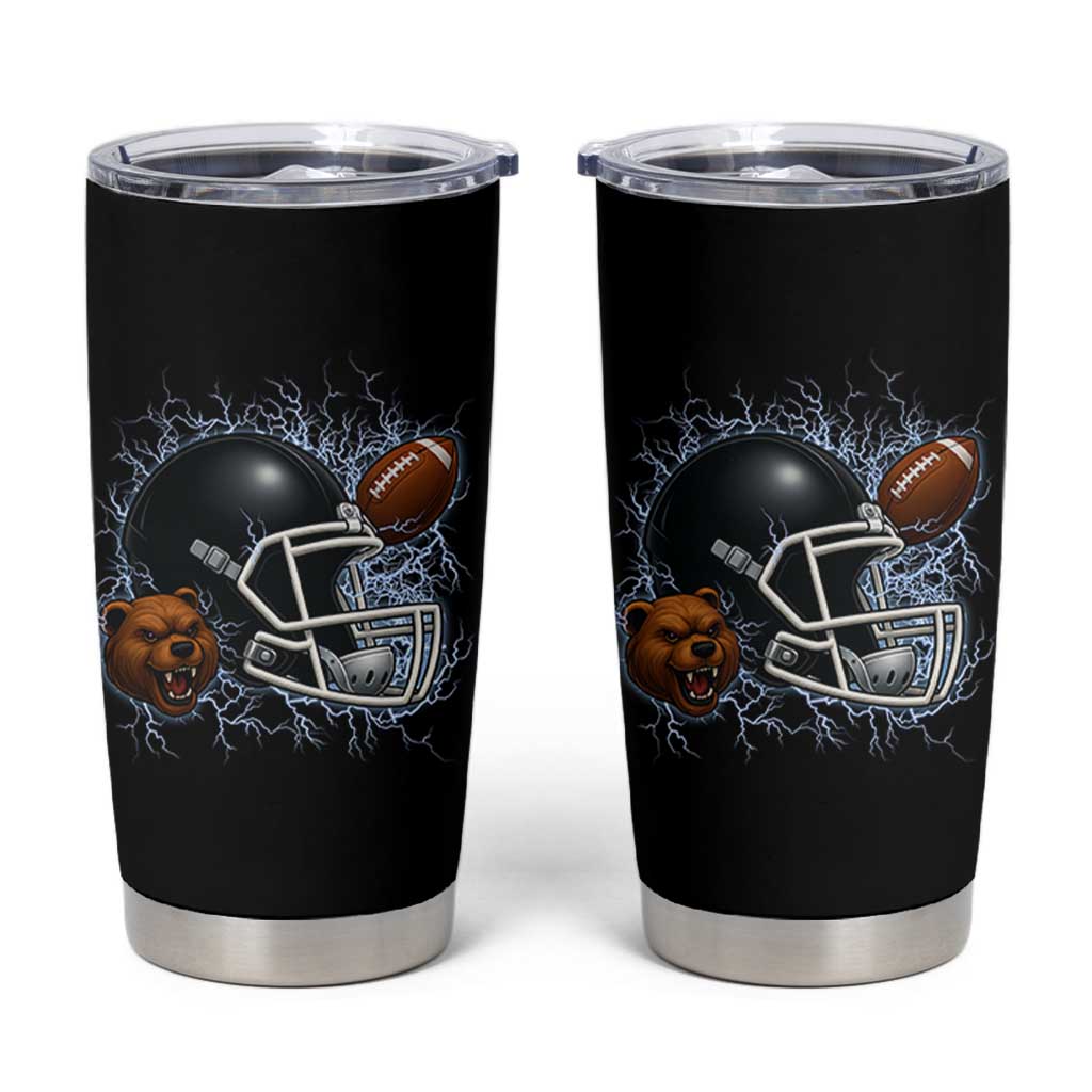Game Day Sports Fan Gift Tumbler Cup Lightning Bear Helmet - Wonder Print Shop