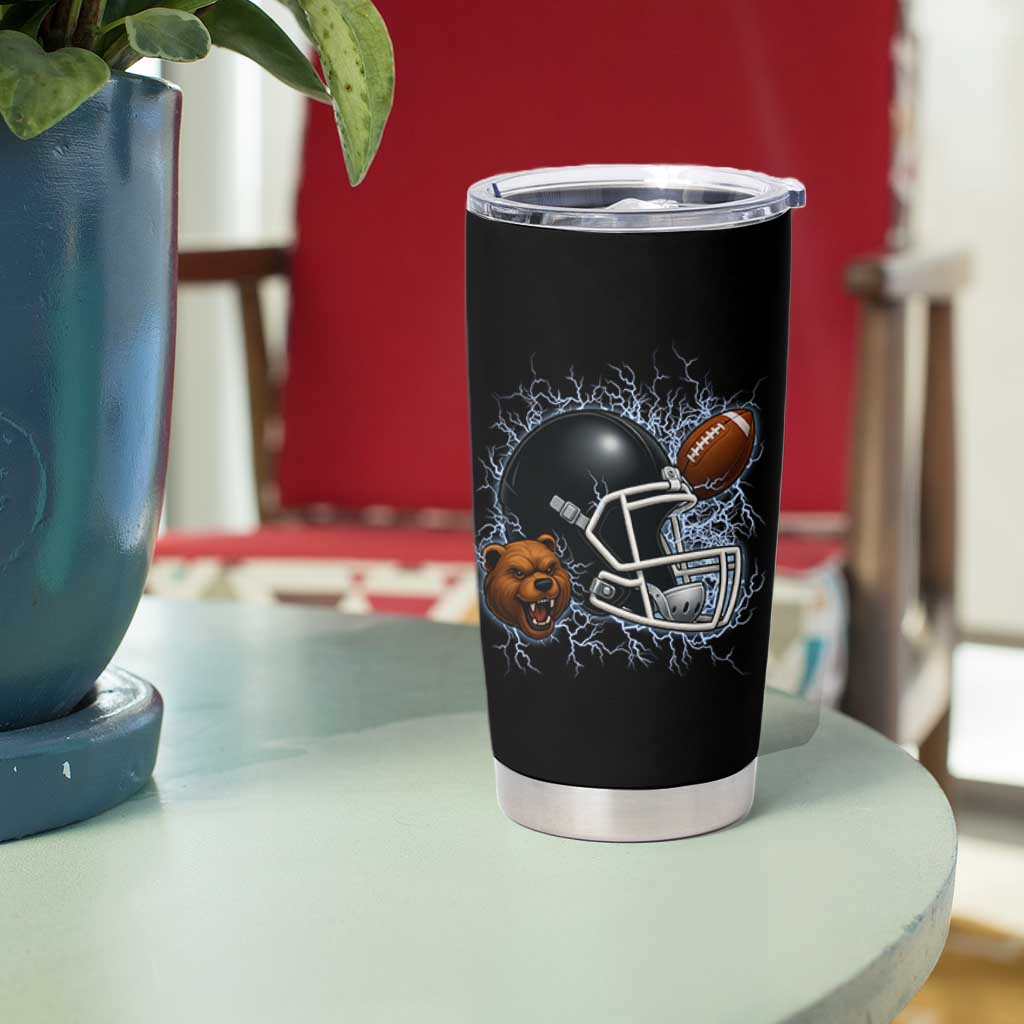 Game Day Sports Fan Gift Tumbler Cup Lightning Bear Helmet - Wonder Print Shop