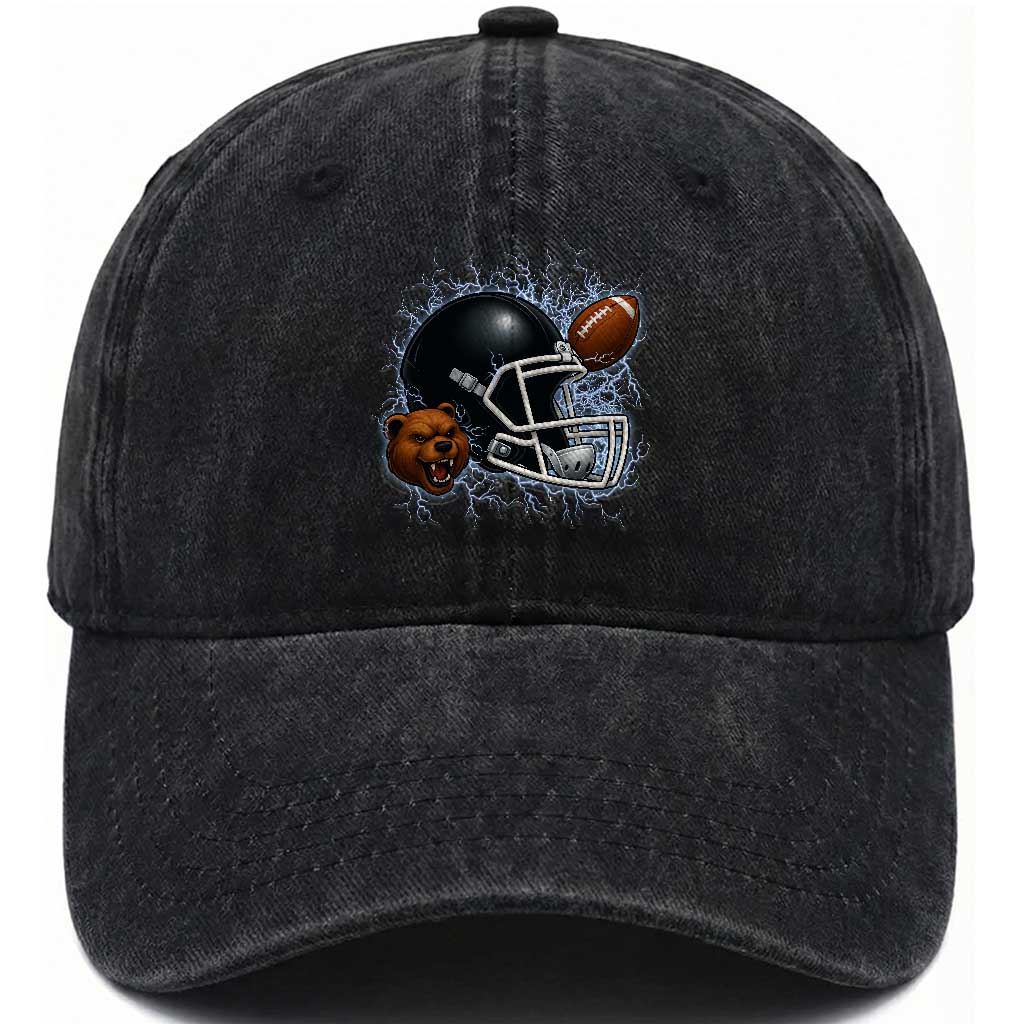 Game Day Sports Fan Gift Washed Cotton Baseball Cap Lightning Bear Helmet