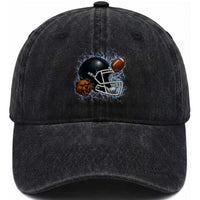 Game Day Sports Fan Gift Washed Cotton Baseball Cap Lightning Bear Helmet