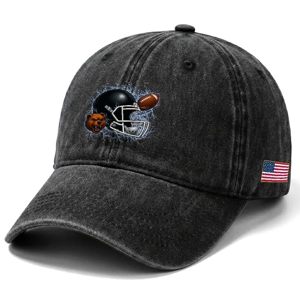 Game Day Sports Fan Gift Washed Cotton Baseball Cap Lightning Bear Helmet