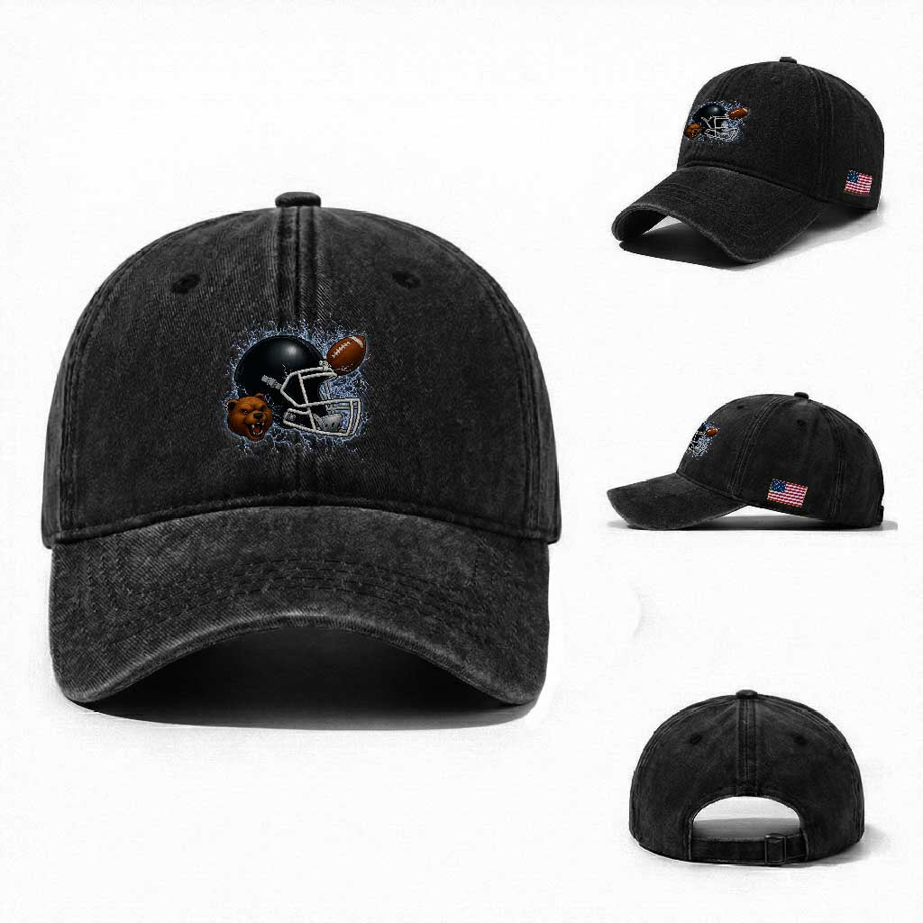 Game Day Sports Fan Gift Washed Cotton Baseball Cap Lightning Bear Helmet