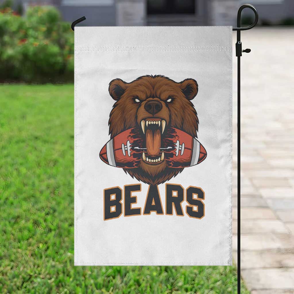 Football Player Gift Garden Flag Fierce Bear Biting Ball - Wonder Print Shop