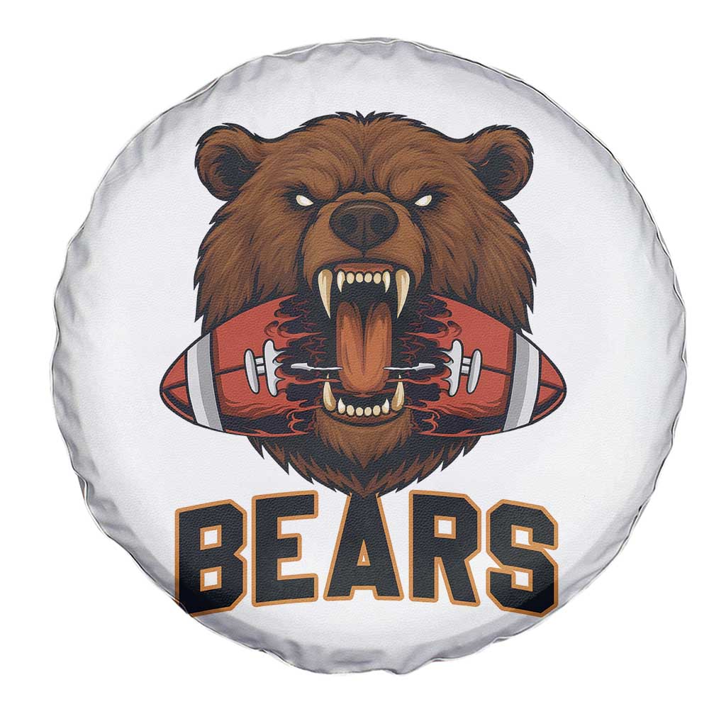 Football Player Gift Spare Tire Cover Fierce Bear Biting Ball - Wonder Print Shop