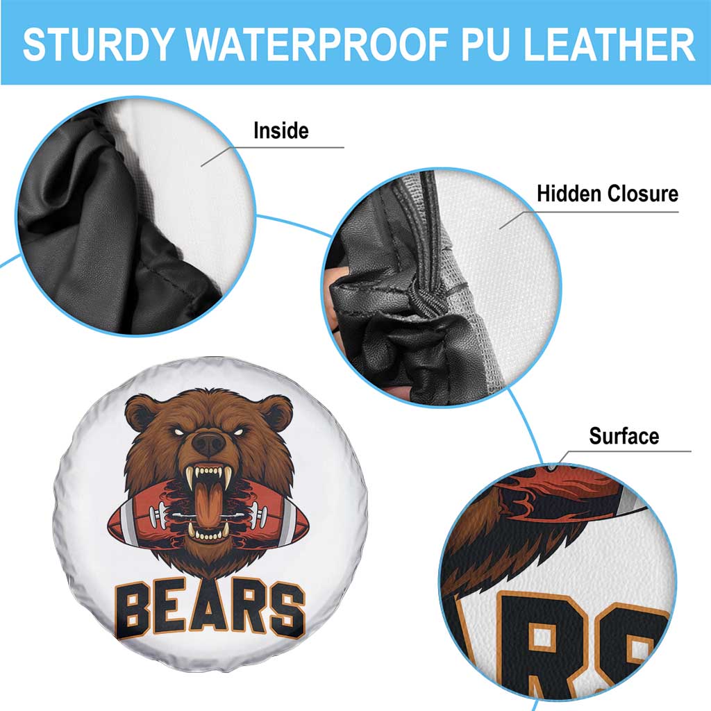 Football Player Gift Spare Tire Cover Fierce Bear Biting Ball - Wonder Print Shop