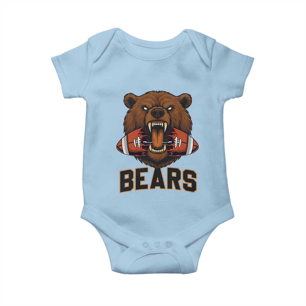 Football Player Gift Baby Onesie Fierce Bear Biting Ball - Wonder Print Shop
