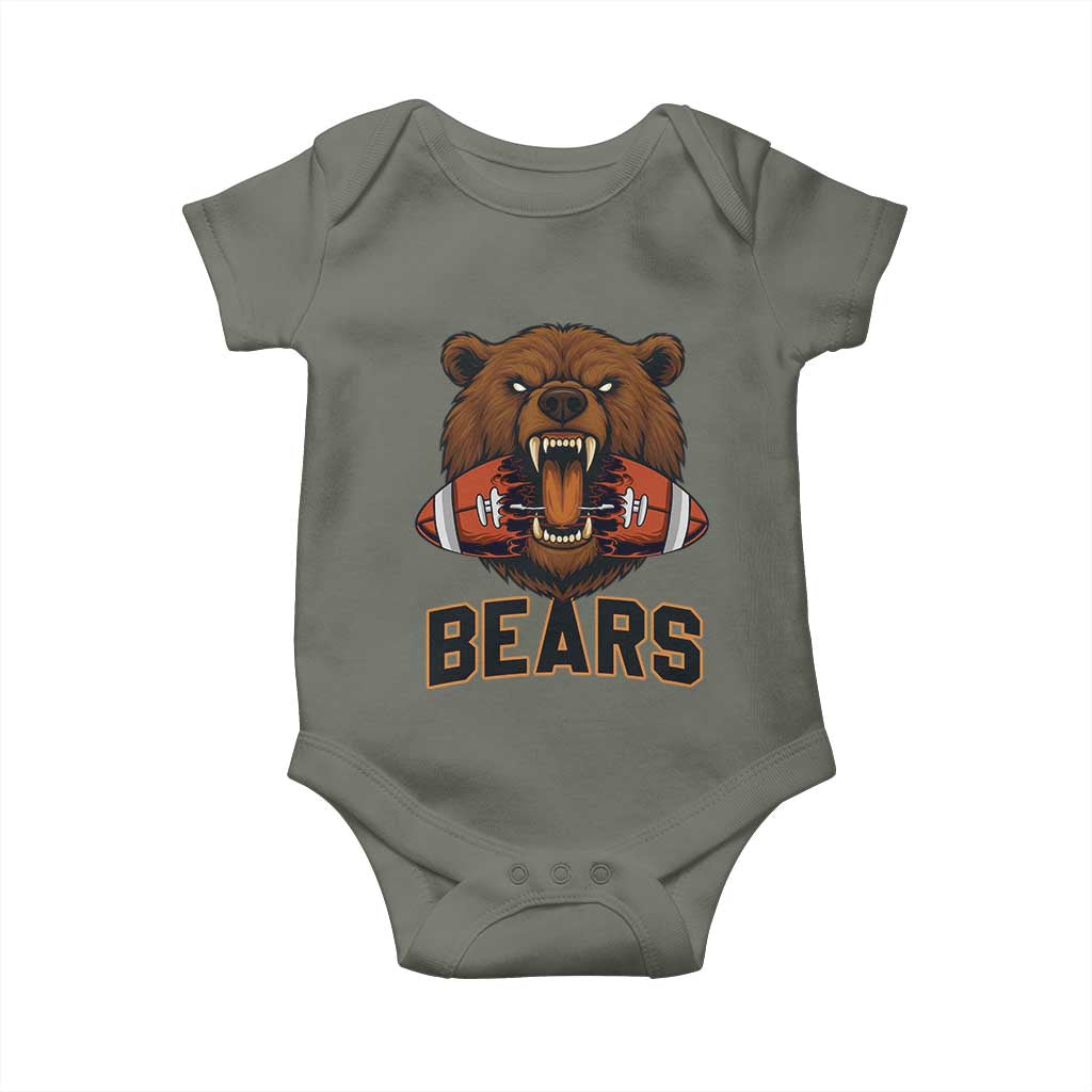 Football Player Gift Baby Onesie Fierce Bear Biting Ball - Wonder Print Shop