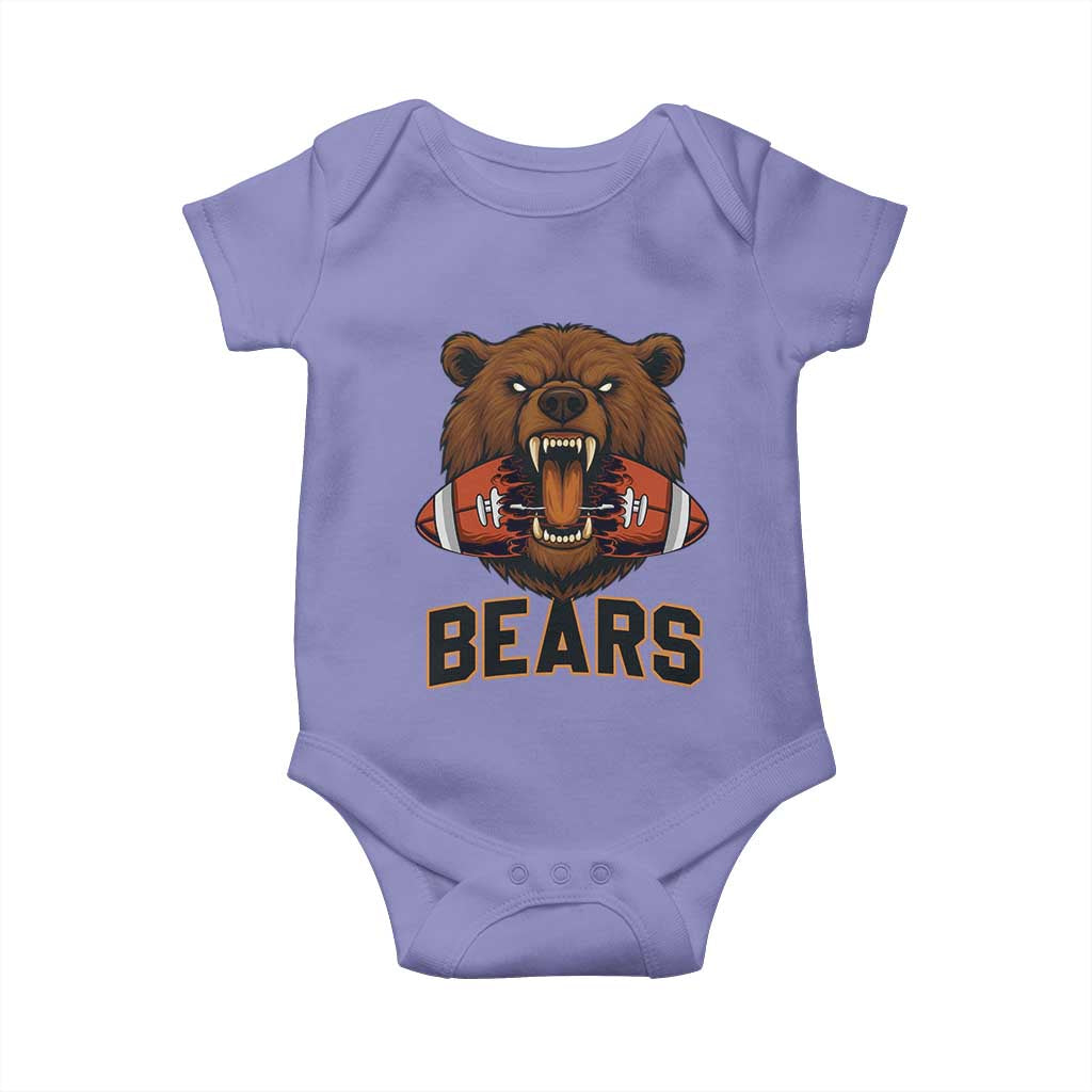 Football Player Gift Baby Onesie Fierce Bear Biting Ball - Wonder Print Shop