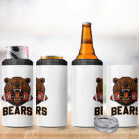 Football Player Gift 4 in 1 Can Cooler Tumbler Fierce Bear Biting Ball - Wonder Print Shop