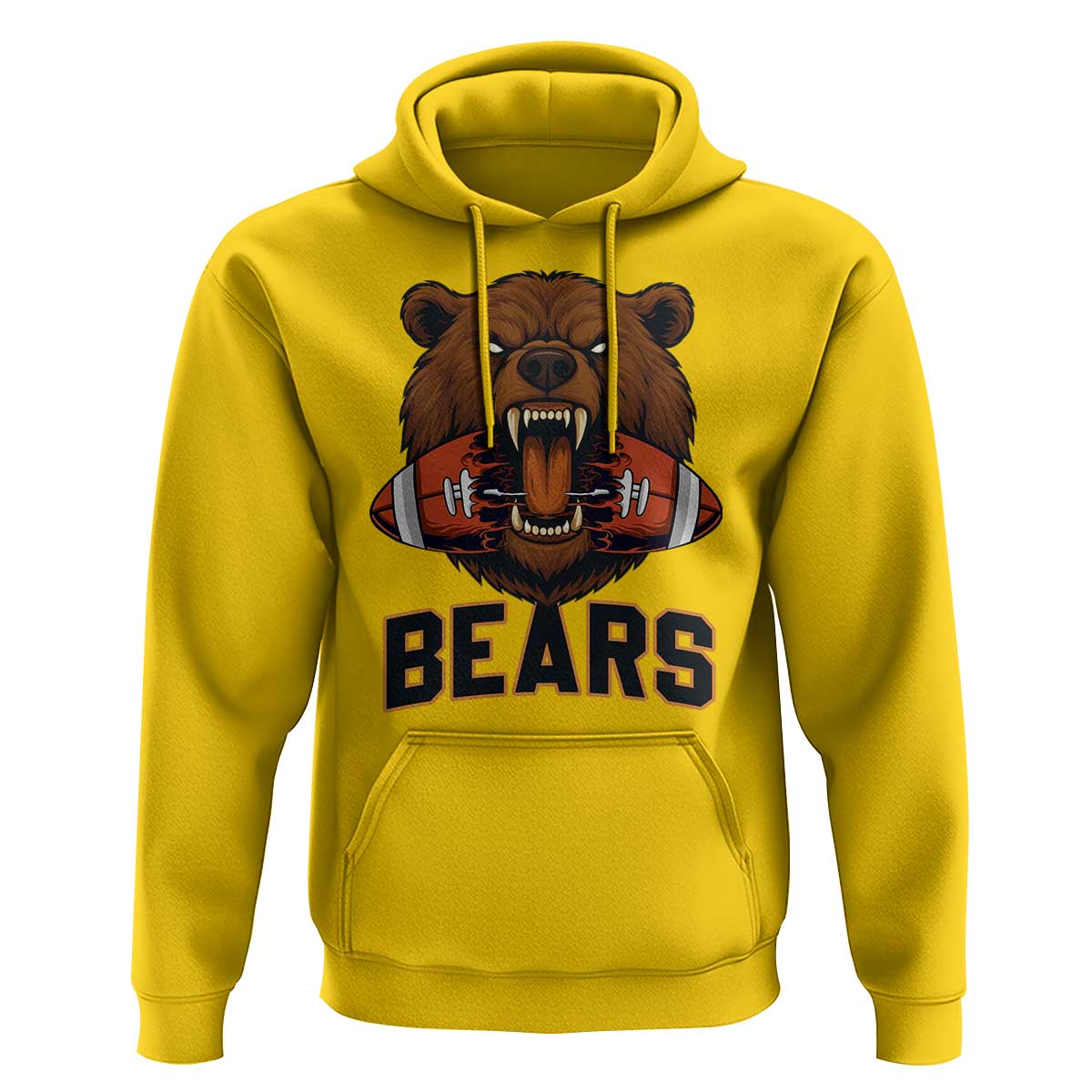 Football Player Gift Hoodie Fierce Bear Biting Ball - Wonder Print Shop